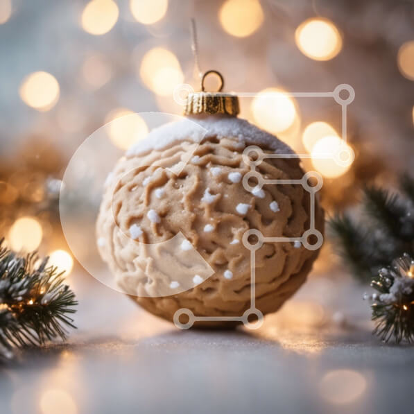 Intra Συλλεκτικό Ξύλινο Παζλ Plywood  4mm - Χρυσό χριστουγεννιάτικο στολίδι με κλαδιά από πεύκο και φωτάκια Σε Ξύλινο Κουτί - Διαστάσεις: 10x10 cm – 25 κομμάτια