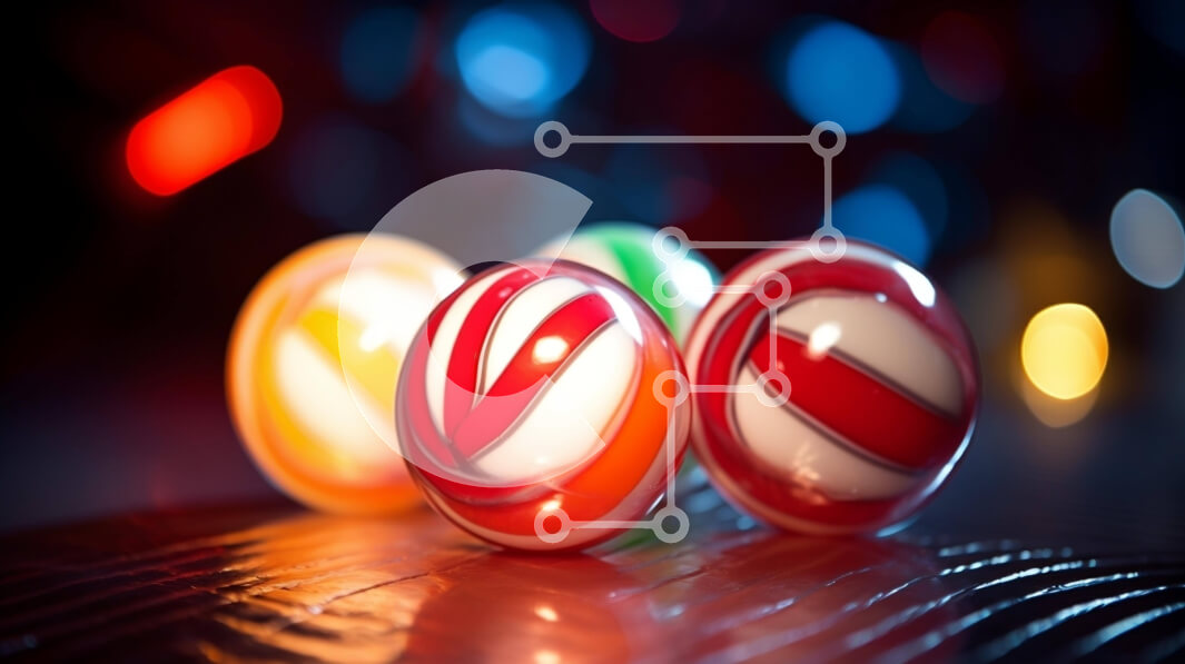 Intra Συλλεκτικό Ξύλινο Παζλ Plywood  4mm - Πολύχρωμες μπάλες γλειφιτζούρι σε σκοτεινή επιφάνεια Σε Ξύλινο Κουτί - Διαστάσεις Puzzle: 10x10 cm – 25 κομμάτια