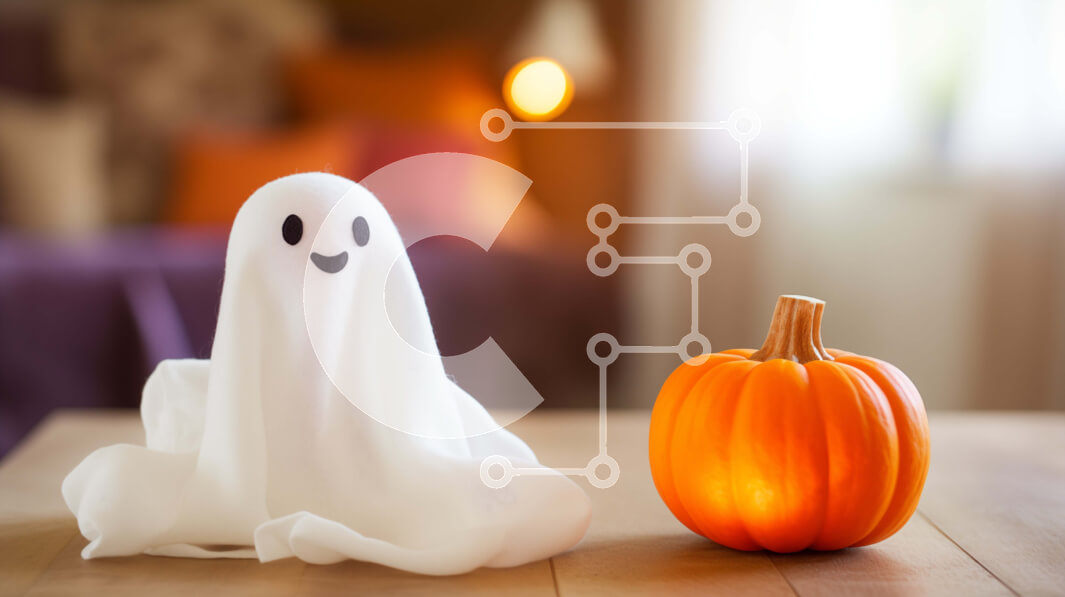 Intra Συλλεκτικό Ξύλινο Παζλ Plywood  4mm - Διακοσμήσεις αποκριών με φάντασμα και κολοκύθα Σε Ξύλινο Κουτί - Διαστάσεις Puzzle: 10x10 cm – 25 κομμάτια