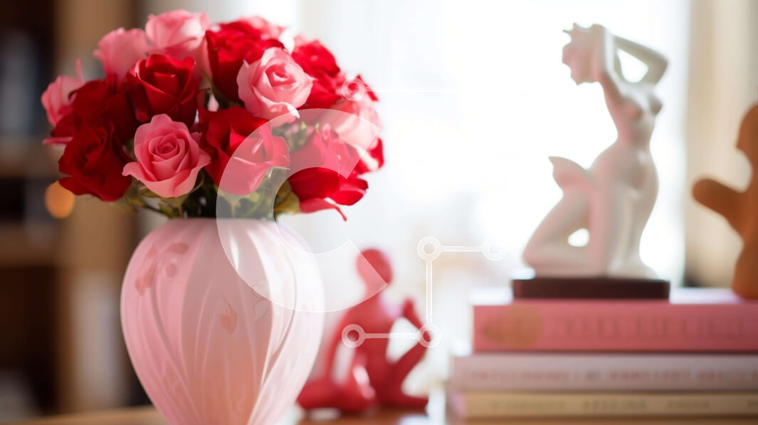 Intra Συλλεκτικό Ξύλινο Παζλ Plywood  4mm - Λευκό βάζο με κόκκινα και ροζ τριαντάφυλλα σε βιβλία Σε Ξύλινο Κουτί - Διαστάσεις Puzzle: 10x10 cm – 25 κομμάτια