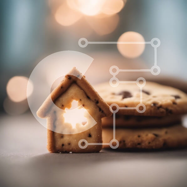 Σετ των 2 Intra Συλλεκτικό Ξύλινο Παζλ Plywood  4mm - Μπισκότο σε σχήμα σπιτιού που περιβάλλεται από στοίβες μπισκότων Σε Ξύλινο Κουτί - Διαστάσεις: 10x10 cm – 25 κομμάτια