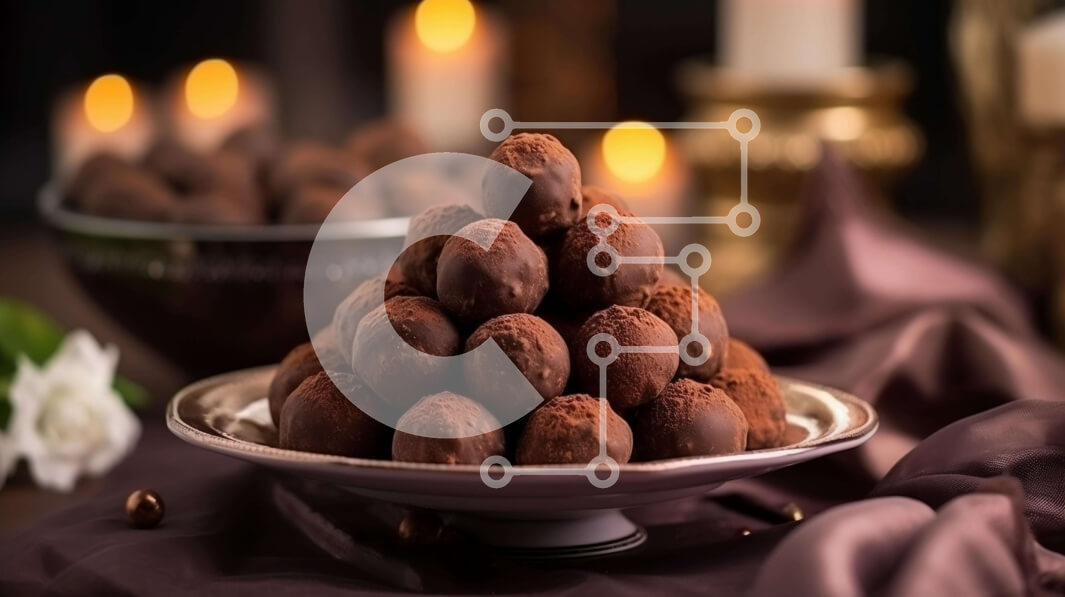 Σετ των 2 Intra Συλλεκτικό Ξύλινο Παζλ Plywood  4mm - Κομψές τρούφες σοκολάτας σε ασημένιο πιάτο Σε Ξύλινο Κουτί - Διαστάσεις: 10x10 cm – 25 κομμάτια