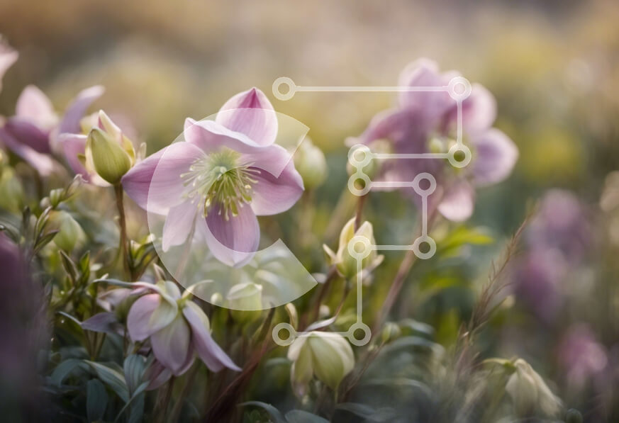 Intra Συλλεκτικό Ξύλινο Παζλ Plywood  4mm - Κοντινό πλάνο ανθισμένα ροζ λουλούδια στο γρασίδι Σε Ξύλινο Κουτί - Διαστάσεις: 10x10 cm – 25 κομμάτια