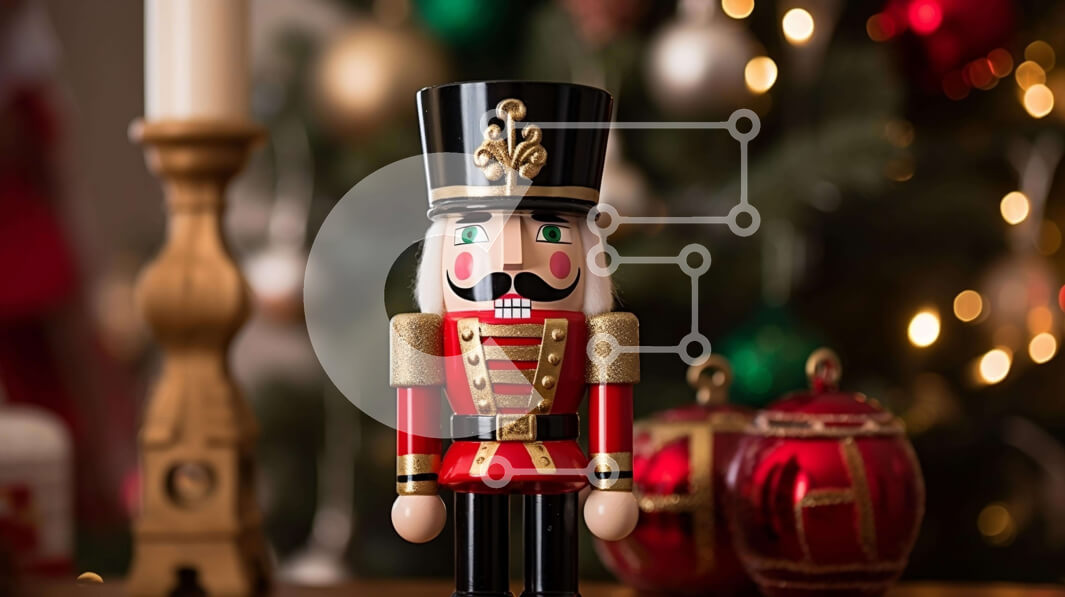 Intra Συλλεκτικό Ξύλινο Παζλ Plywood  4mm - Εορταστικό ειδώλιο Καρυοθραύστη σε διακοσμημένο τραπέζι Σε Ξύλινο Κουτί - Διαστάσεις: 10x10 cm – 25 κομμάτια