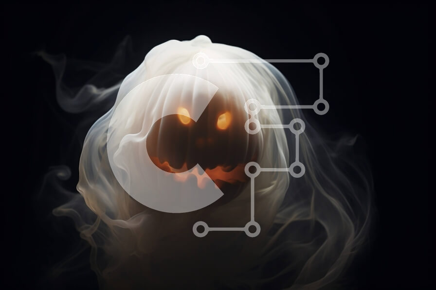 Intra Συλλεκτικό Ξύλινο Παζλ Plywood  4mm - Πλωτό πρόσωπο λευκής κολοκύθας με λαμπερά μάτια Σε Ξύλινο Κουτί - Διαστάσεις Puzzle: 10x10 cm – 25 κομμάτια