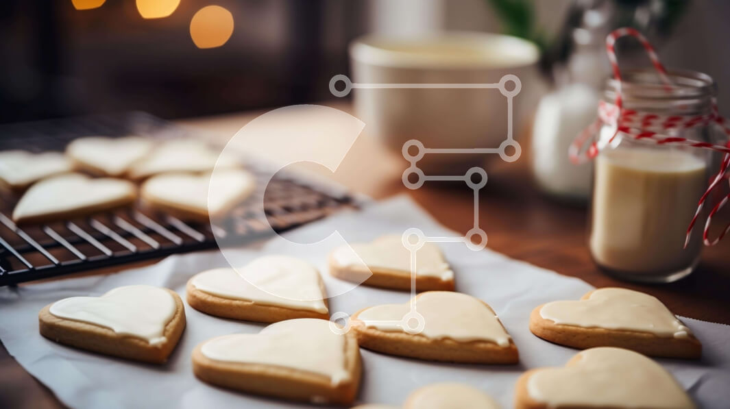 Σετ των 2 Intra Συλλεκτικό Ξύλινο Παζλ Plywood  4mm - Μπισκότα σε σχήμα καρδιάς σε σχάρα ψύξης με γάλα Σε Ξύλινο Κουτί - Διαστάσεις: 10x10 cm – 25 κομμάτια