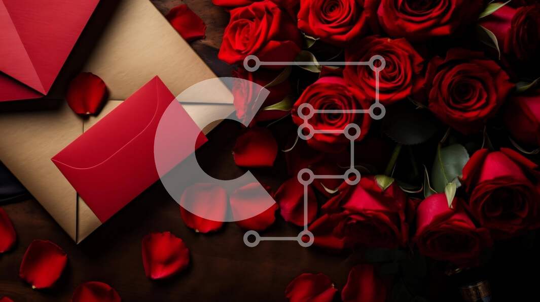 Intra Συλλεκτικό Ξύλινο Παζλ Plywood  4mm - Ρομαντικό μπουκέτο του Αγίου Βαλεντίνου με κόκκινα τριαντάφυλλα και φάκελο Σε Ξύλινο Κουτί - Διαστάσεις Puzzle: 10x10 cm – 25 κομμάτια