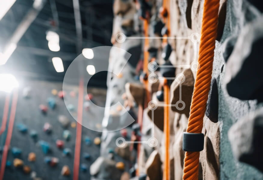 Intra Συλλεκτικό Ξύλινο Παζλ Plywood  4mm - Εσωτερικός τοίχος αναρρίχησης βράχου με πορτοκαλί σχοινιά Σε Ξύλινο Κουτί - Διαστάσεις Puzzle: 10x10 cm – 25 κομμάτια