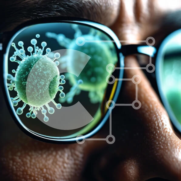 Intra Συλλεκτικό Ξύλινο Παζλ Plywood  4mm - Άτομο που φορά γυαλιά με πράσινα κύτταρα στους φακούς Σε Ξύλινο Κουτί - Διαστάσεις Puzzle: 10x10 cm – 25 κομμάτια