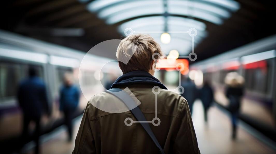 Intra Συλλεκτικό Ξύλινο Παζλ Plywood  4mm - Άνθρωπος που περιμένει στο σταθμό του μετρό Σε Ξύλινο Κουτί - Διαστάσεις Puzzle: 10x10 cm – 25 κομμάτια