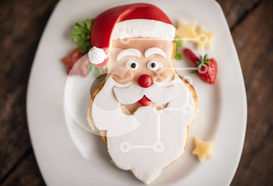 Σετ των 2 Intra Συλλεκτικό Ξύλινο Παζλ Plywood  4mm - Εορταστικό πιάτο Άγιου Βασίλη με φρούτα Σε Ξύλινο Κουτί - Διαστάσεις: 10x10 cm – 25 κομμάτια