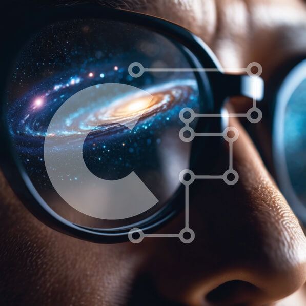 Intra Συλλεκτικό Ξύλινο Παζλ Plywood  4mm - Γυαλιά με εικόνα Γαλαξία Σε Ξύλινο Κουτί - Διαστάσεις Puzzle: 10x10 cm – 25 κομμάτια