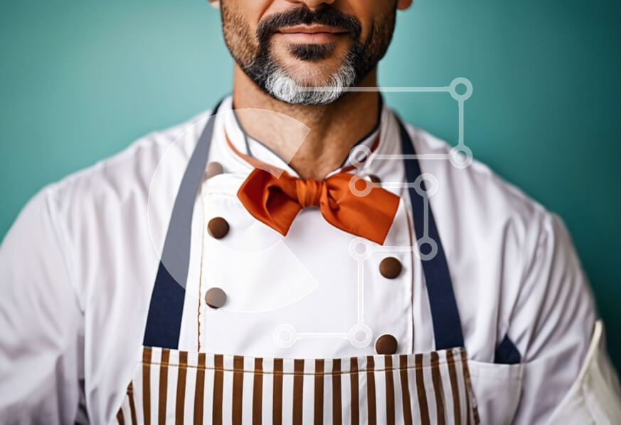 Intra Συλλεκτικό Ξύλινο Παζλ Plywood  4mm - Άνδρας σεφ με πορτοκαλί καπέλο σεφ και παπιγιόν Σε Ξύλινο Κουτί - Διαστάσεις Puzzle: 10x10 cm – 25 κομμάτια