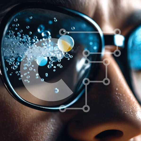 Intra Συλλεκτικό Ξύλινο Παζλ Plywood  4mm - Άτομο με προβλήματα όρασης και φυσαλίδες στα γυαλιά Σε Ξύλινο Κουτί - Διαστάσεις Puzzle: 10x10 cm – 25 κομμάτια