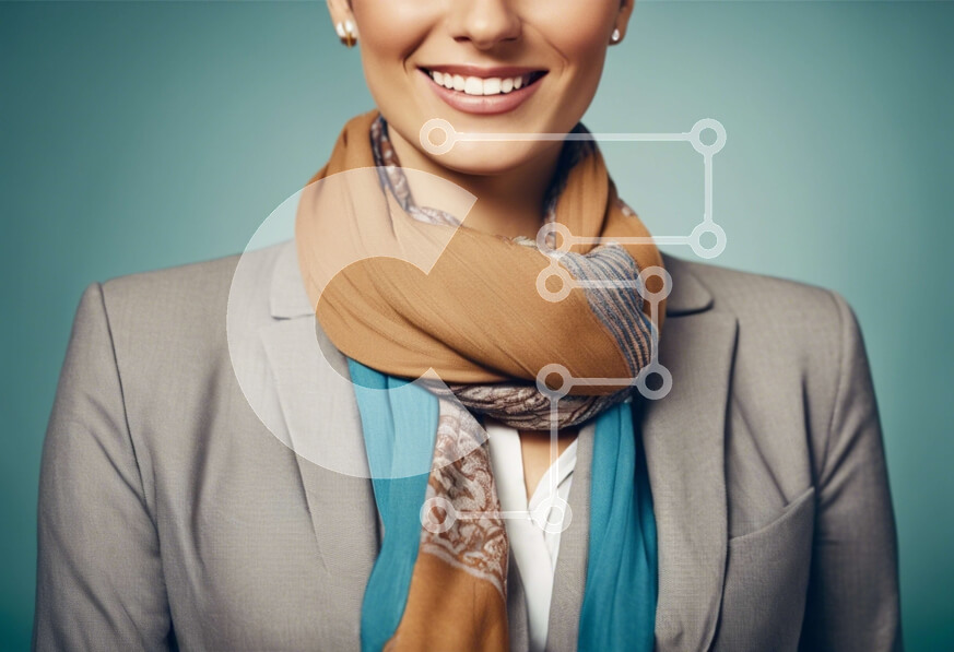 Intra Συλλεκτικό Ξύλινο Παζλ Plywood  4mm - Χαμογελαστή γυναίκα που φορά κομψό κοστούμι και κασκόλ Σε Ξύλινο Κουτί - Διαστάσεις Puzzle: 10x10 cm – 25 κομμάτια