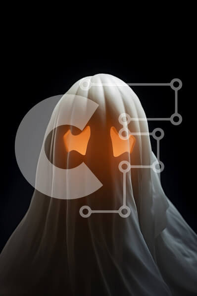 Intra Συλλεκτικό Ξύλινο Παζλ Plywood  4mm - Φάντασμα αποκριών με λαμπερά μάτια Σε Ξύλινο Κουτί - Διαστάσεις Puzzle: 10x10 cm – 25 κομμάτια