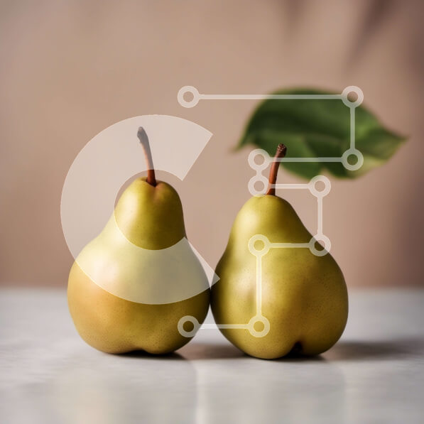 Σετ των 2 Intra Συλλεκτικό Ξύλινο Παζλ Plywood  4mm - Δύο πράσινα αχλάδια σε λευκή επιφάνεια Σε Ξύλινο Κουτί - Διαστάσεις: 10x10 cm – 25 κομμάτια