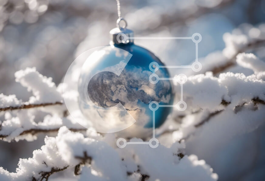 Intra Συλλεκτικό Ξύλινο Παζλ Plywood  4mm - Μπλε και ασημί στολίδι που κρέμεται στο χιόνι για τη διακόσμηση των διακοπών Σε Ξύλινο Κουτί - Διαστάσεις: 10x10 cm – 25 κομμάτια