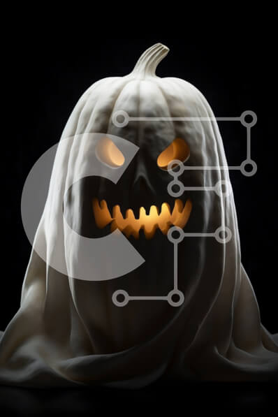 Intra Συλλεκτικό Ξύλινο Παζλ Plywood  4mm - Ανατριχιαστική κολοκύθα αποκριών με λαμπερά μάτια Σε Ξύλινο Κουτί - Διαστάσεις Puzzle: 10x10 cm – 25 κομμάτια