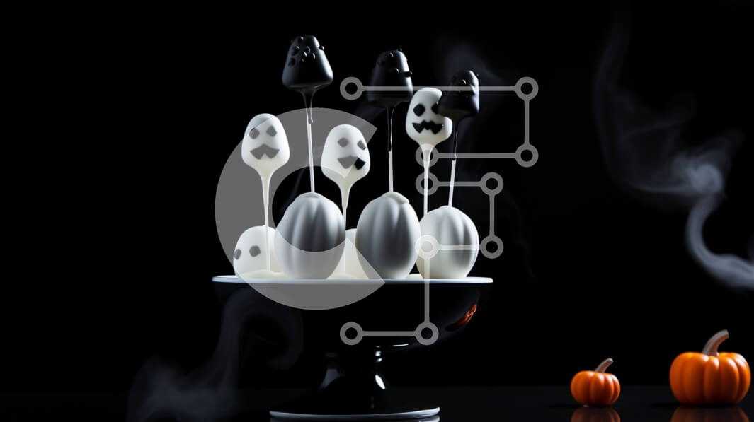 Σετ των 2 Intra Συλλεκτικό Ξύλινο Παζλ Plywood  4mm - Λιχουδιές Marshmallow με θέμα το Halloween σε μαύρο μπολ Σε Ξύλινο Κουτί - Διαστάσεις: 10x10 cm – 25 κομμάτια