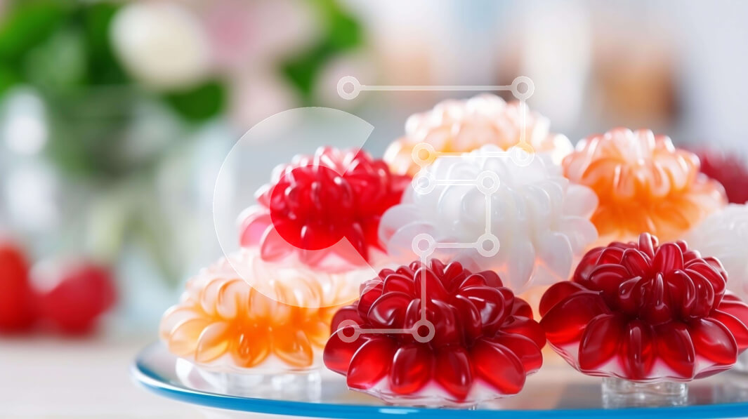 Σετ των 2 Intra Συλλεκτικό Ξύλινο Παζλ Plywood  4mm - Πολύχρωμη Ζελέ λουλουδένια σύνθεση σε γυάλινο πιάτο Σε Ξύλινο Κουτί - Διαστάσεις: 10x10 cm – 25 κομμάτια