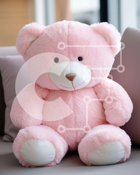 Intra Συλλεκτικό Ξύλινο Παζλ Plywood  4mm - Μεγάλο ροζ αρκουδάκι στον καναπέ Σε Ξύλινο Κουτί - Διαστάσεις: 10x10 cm – 25 κομμάτια