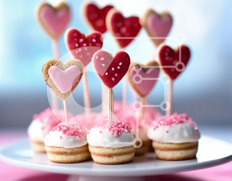 Σετ των 2 Intra Συλλεκτικό Ξύλινο Παζλ Plywood  4mm - Cupcakes για την ημέρα του Αγίου Βαλεντίνου με μπισκότα σε σχήμα καρδιάς και πασπάλισμα Σε Ξύλινο Κουτί - Διαστάσεις: 10x10 cm – 25 κομμάτια