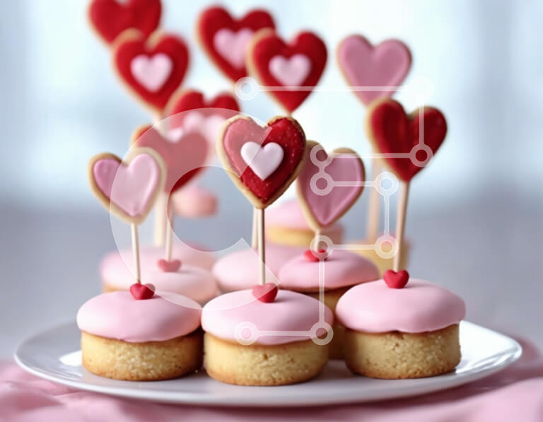 Σετ των 2 Intra Συλλεκτικό Ξύλινο Παζλ Plywood  4mm - Cupcakes με Pink Frosting και Διακοσμητικά Καρδιά Σε Ξύλινο Κουτί - Διαστάσεις: 10x10 cm – 25 κομμάτια