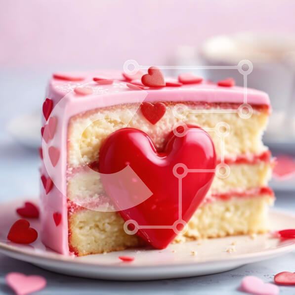 Σετ των 2 Intra Συλλεκτικό Ξύλινο Παζλ Plywood  4mm - Κέικ σε σχήμα καρδιάς με ροζ πάγωμα και κόκκινες ψεκασμούς Σε Ξύλινο Κουτί - Διαστάσεις: 10x10 cm – 25 κομμάτια