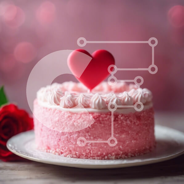 Σετ των 2 Intra Συλλεκτικό Ξύλινο Παζλ Plywood  4mm - Ροζ κέικ με κόκκινα τριαντάφυλλα και διακόσμηση καρδιά Σε Ξύλινο Κουτί - Διαστάσεις: 10x10 cm – 25 κομμάτια