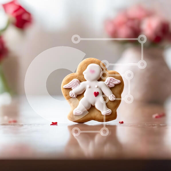 Σετ των 2 Intra Συλλεκτικό Ξύλινο Παζλ Plywood  4mm - Μπισκότο σε σχήμα καρδιάς με ειδώλιο αγγέλου Σε Ξύλινο Κουτί - Διαστάσεις: 10x10 cm – 25 κομμάτια