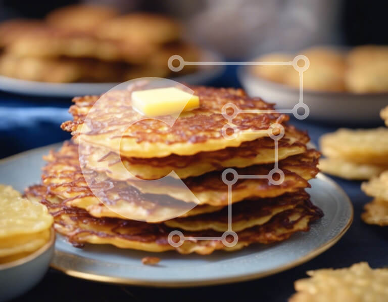 Σετ των 2 Intra Συλλεκτικό Ξύλινο Παζλ Plywood  4mm - Στοίβα από τηγανίτες με βούτυρο στην κορυφή Σε Ξύλινο Κουτί - Διαστάσεις: 10x10 cm – 25 κομμάτια