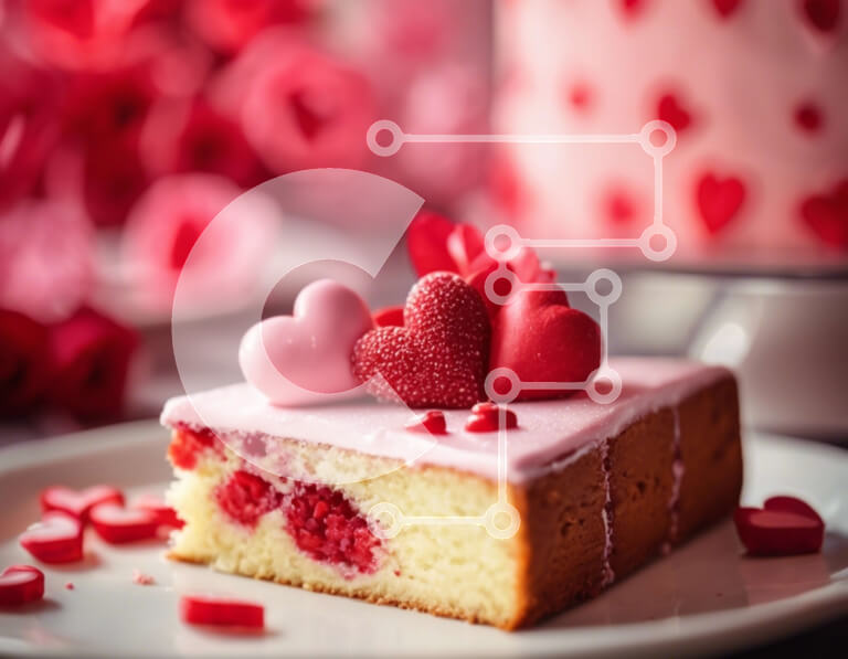 Σετ των 2 Intra Συλλεκτικό Ξύλινο Παζλ Plywood  4mm - Φέτα κέικ με διακοσμητικά για την ημέρα του Αγίου Βαλεντίνου Σε Ξύλινο Κουτί - Διαστάσεις: 10x10 cm – 25 κομμάτια