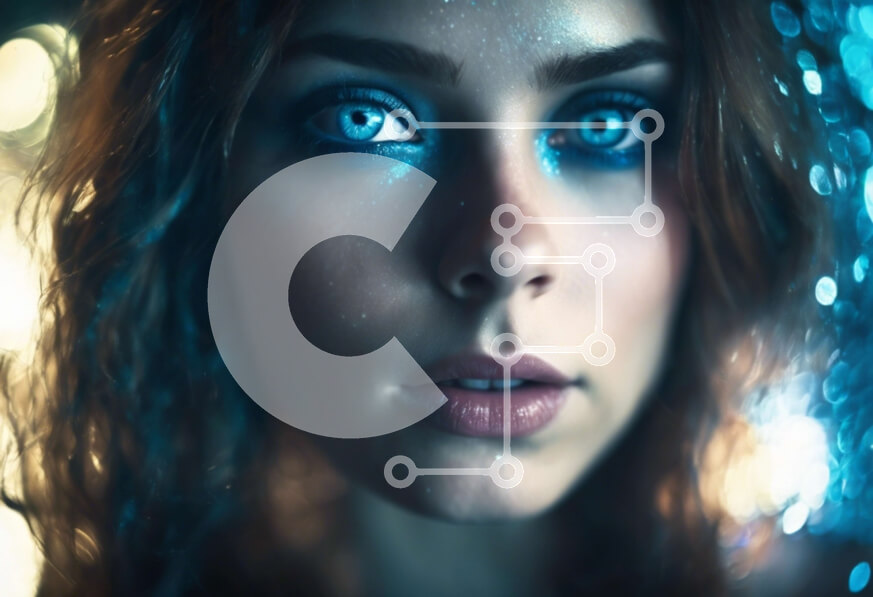 Intra Συλλεκτικό Ξύλινο Παζλ Plywood  4mm - Όμορφη γυναίκα με μπλε μάτια και μακιγιάζ Σε Ξύλινο Κουτί - Διαστάσεις Puzzle: 10x10 cm – 25 κομμάτια