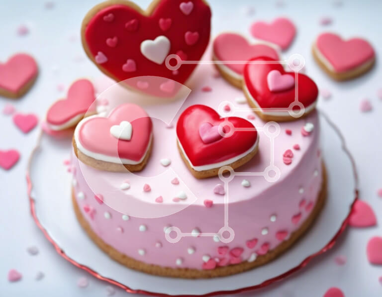 Σετ των 2 Intra Συλλεκτικό Ξύλινο Παζλ Plywood  4mm - Ροζ και Λευκό Κέικ του Αγίου Βαλεντίνου με μπισκότα σε σχήμα καρδιάς Σε Ξύλινο Κουτί - Διαστάσεις: 10x10 cm – 25 κομμάτια