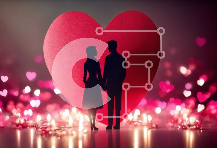 Intra Συλλεκτικό Ξύλινο Παζλ Plywood  4mm - Ρομαντικό ζευγάρι που γιορτάζει την ημέρα του Αγίου Βαλεντίνου Σε Ξύλινο Κουτί - Διαστάσεις Puzzle: 10x10 cm – 25 κομμάτια