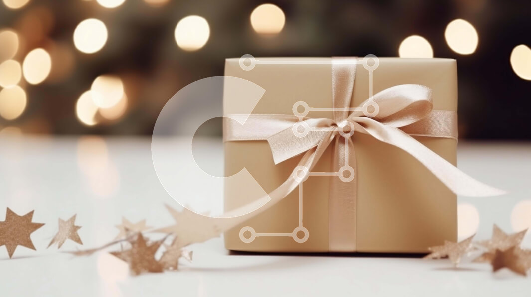 Intra Συλλεκτικό Ξύλινο Παζλ Plywood  4mm - Καφέ Κουτί δώρου με χρυσή κορδέλα και διακοσμητικά αστέρια Σε Ξύλινο Κουτί - Διαστάσεις Puzzle: 10x10 cm – 25 κομμάτια