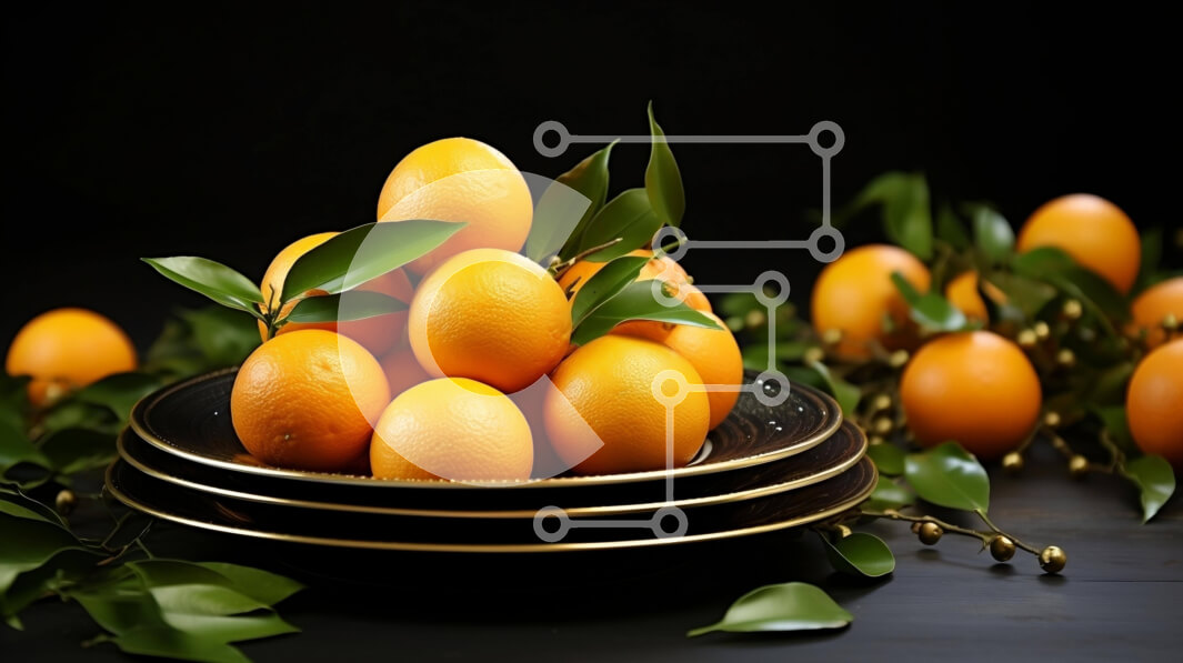 Σετ των 2 Intra Συλλεκτικό Ξύλινο Παζλ Plywood  4mm - Φρέσκα πορτοκάλια σε ένα μπολ σε πράσινα φύλλα Σε Ξύλινο Κουτί - Διαστάσεις: 10x10 cm – 25 κομμάτια