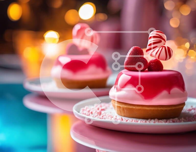 Σετ των 2 Intra Συλλεκτικό Ξύλινο Παζλ Plywood  4mm - Ρομαντικά επιδόρπια για την ημέρα του Αγίου Βαλεντίνου με ζαχαροκάλαμο σε σχήμα καρδιάς Σε Ξύλινο Κουτί - Διαστάσεις: 10x10 cm – 25 κομμάτια