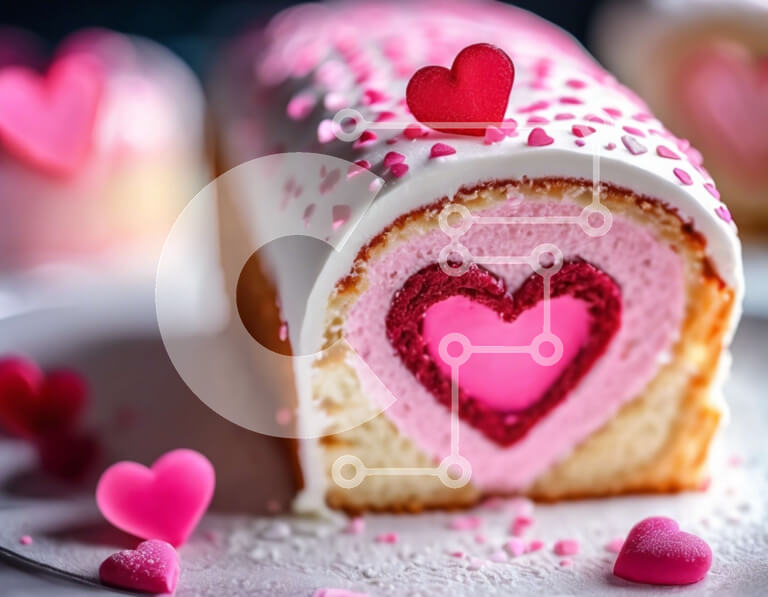 Σετ των 2 Intra Συλλεκτικό Ξύλινο Παζλ Plywood  4mm - Τούρτα σε σχήμα καρδιάς διακοσμημένο με ροζ και λευκές καρδιές Σε Ξύλινο Κουτί - Διαστάσεις: 10x10 cm – 25 κομμάτια