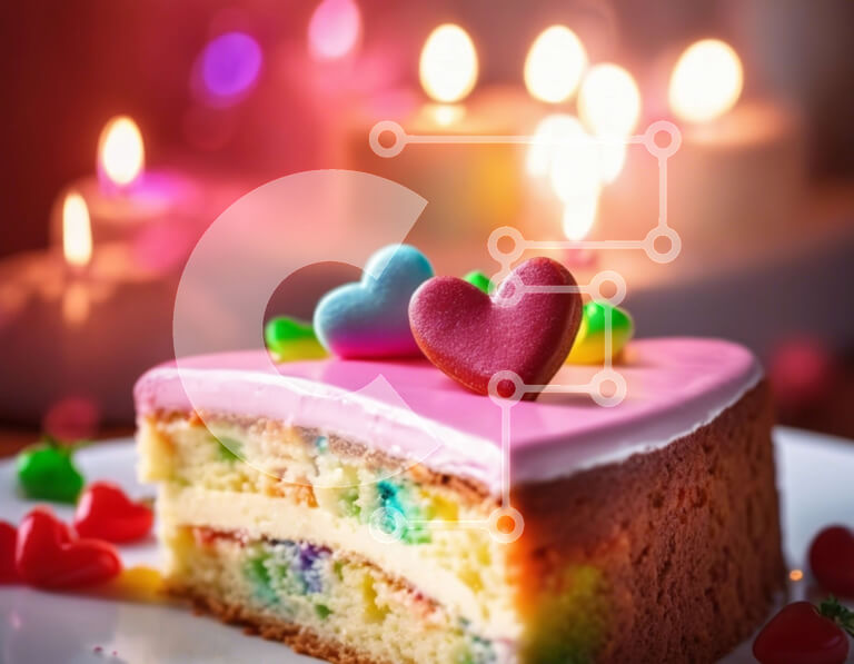 Σετ των 2 Intra Συλλεκτικό Ξύλινο Παζλ Plywood  4mm - Φέτα κέικ με πολύχρωμα πασπαλίσματα και διακοσμητικά σε σχήμα καρδιάς Σε Ξύλινο Κουτί - Διαστάσεις: 10x10 cm – 25 κομμάτια