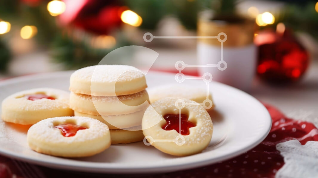 Σετ των 2 Intra Συλλεκτικό Ξύλινο Παζλ Plywood  4mm - Πιάτο μπισκότων με κόκκινα και λευκά διακοσμητικά Σε Ξύλινο Κουτί - Διαστάσεις: 10x10 cm – 25 κομμάτια