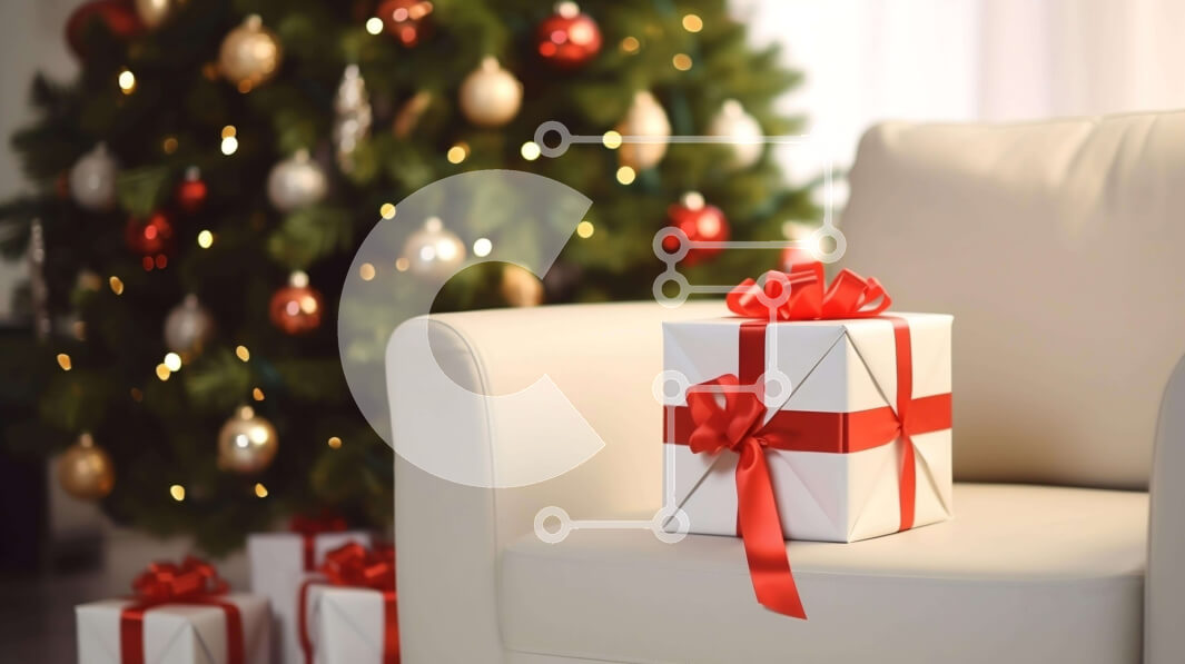 Intra Συλλεκτικό Ξύλινο Παζλ Plywood  4mm - Λευκή καρέκλα με στολίδια και δώρα κάτω από το χριστουγεννιάτικο δέντρο Σε Ξύλινο Κουτί - Διαστάσεις: 10x10 cm – 25 κομμάτια