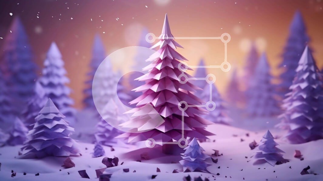 Intra Συλλεκτικό Ξύλινο Παζλ Plywood  4mm - Μωβ χιονισμένο δάσος με χάρτινα δέντρα Σε Ξύλινο Κουτί - Διαστάσεις: 10x10 cm – 25 κομμάτια