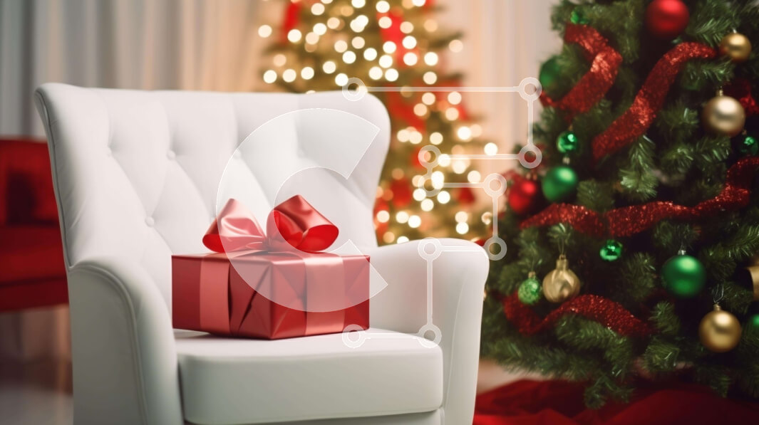 Intra Συλλεκτικό Ξύλινο Παζλ Plywood  4mm - Χριστουγεννιάτικη διακόσμηση καρέκλας με κουτί δώρου Σε Ξύλινο Κουτί - Διαστάσεις: 10x10 cm – 25 κομμάτια