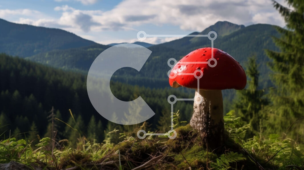 Intra Συλλεκτικό Ξύλινο Παζλ Plywood  4mm - Όμορφο κόκκινο μανιτάρι σε φυσικό βιότοπο Σε Ξύλινο Κουτί - Διαστάσεις: 10x10 cm – 25 κομμάτια