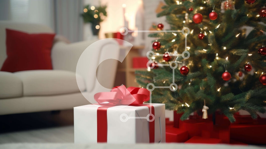 Intra Συλλεκτικό Ξύλινο Παζλ Plywood  4mm - Χριστουγεννιάτικο δώρο με κόκκινο χαρτί περιτυλίγματος Σε Ξύλινο Κουτί - Διαστάσεις: 10x10 cm – 25 κομμάτια