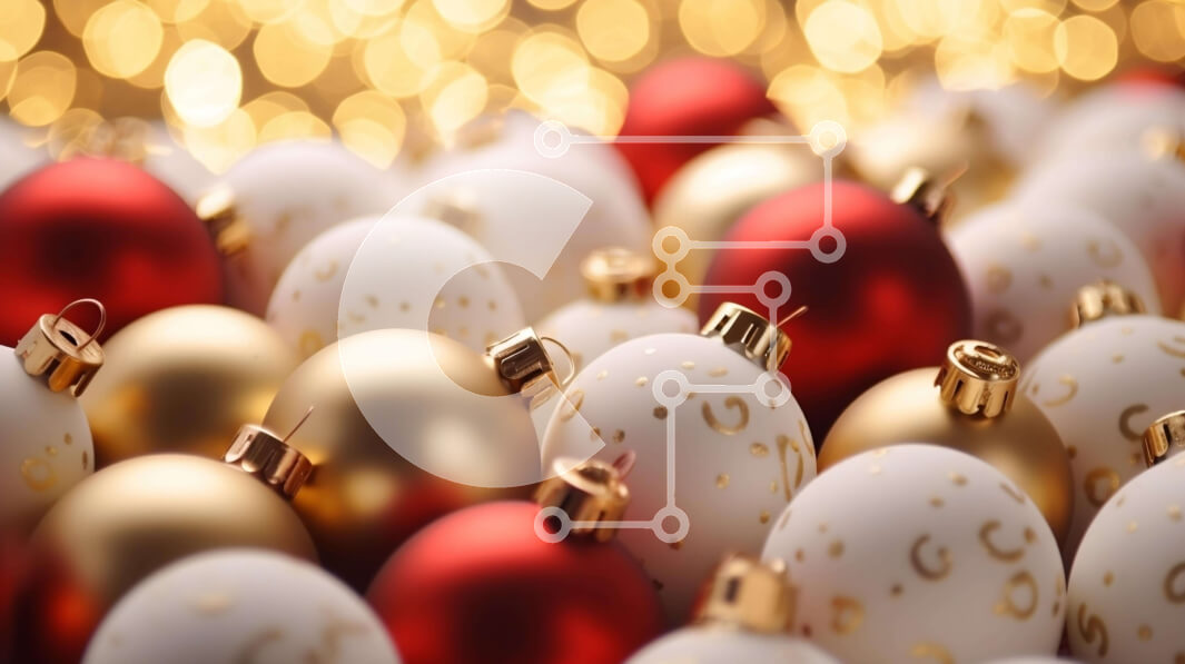 Intra Συλλεκτικό Ξύλινο Παζλ Plywood  4mm - Χριστουγεννιάτικη διακόσμηση με μπάλες - Λευκά, χρυσά και κόκκινα στολίδια Σε Ξύλινο Κουτί - Διαστάσεις: 10x10 cm – 25 κομμάτια