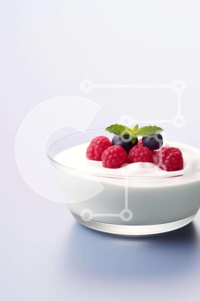 Σετ των 2 Intra Συλλεκτικό Ξύλινο Παζλ Plywood  4mm - Μπολ με γιαούρτι με μούρα και μέντα σε λευκή επιφάνεια Σε Ξύλινο Κουτί - Διαστάσεις: 10x10 cm – 25 κομμάτια