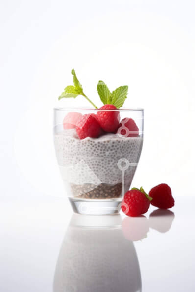 Σετ των 2 Intra Συλλεκτικό Ξύλινο Παζλ Plywood  4mm - Πουτίγκα Chia με σμέουρα και φύλλα μέντας σε γυάλινο μπολ Σε Ξύλινο Κουτί - Διαστάσεις: 10x10 cm – 25 κομμάτια